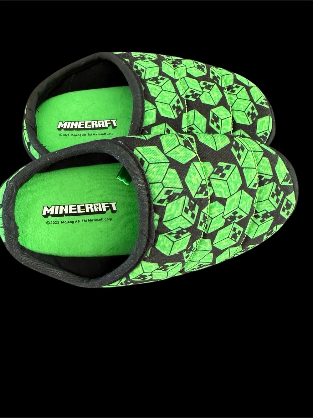 Minecraft Kids Green Slip-On Slippers